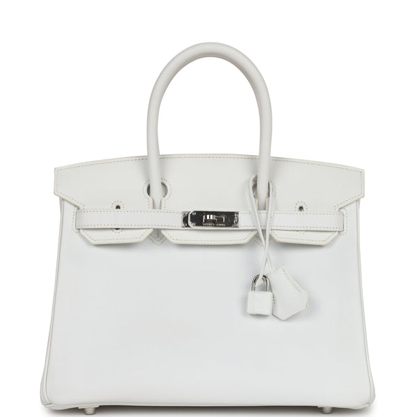 Pre-owned Hermes Birkin 30 White Epsom Palladium Hardware