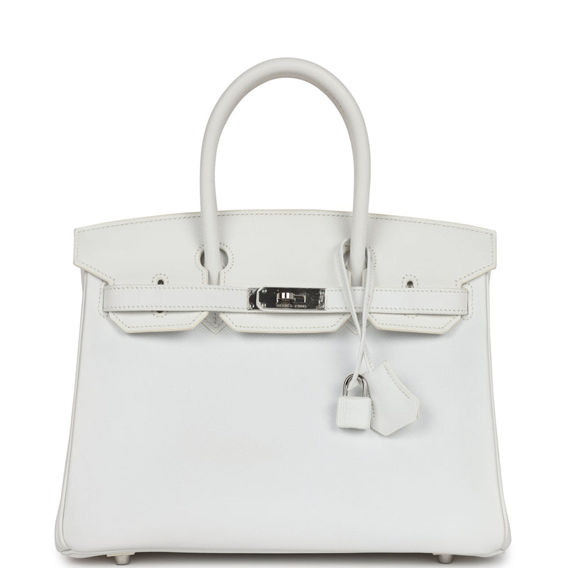 Pre-owned Hermes Birkin 30 White Epsom Palladium Hardware