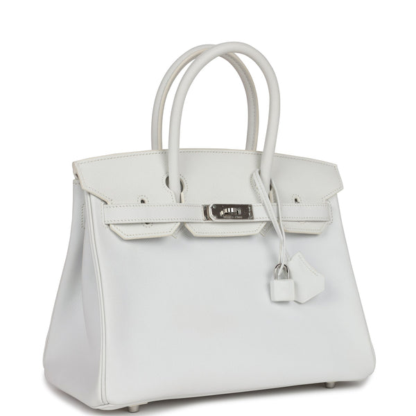 Pre-owned Hermes Birkin 30 White Epsom Palladium Hardware
