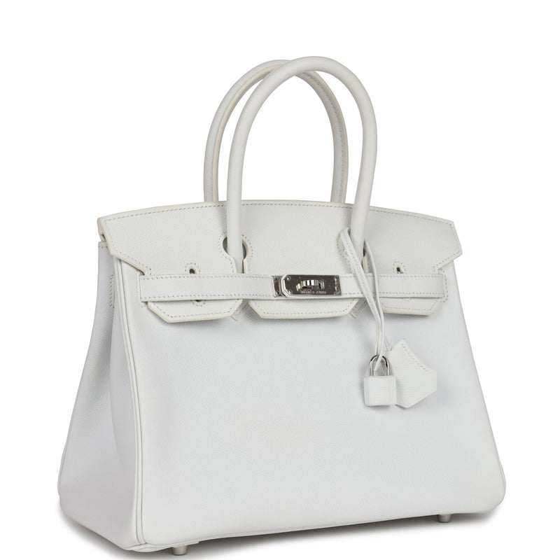 Pre-owned Hermes Birkin 30 White Epsom Palladium Hardware
