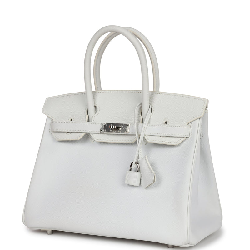 Pre-owned Hermes Birkin 30 White Epsom Palladium Hardware