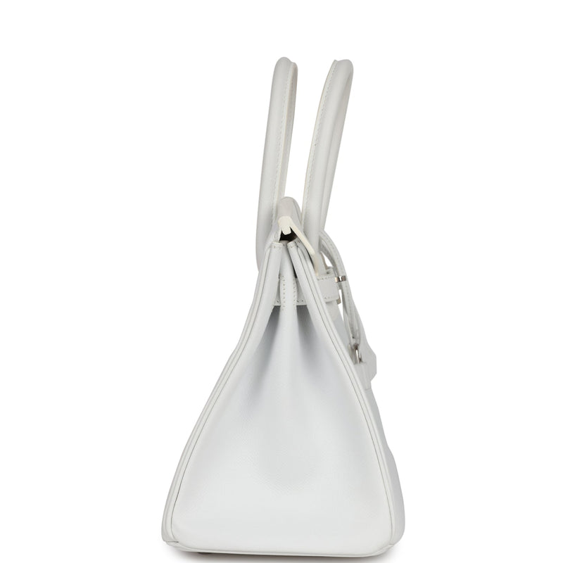 Pre-owned Hermes Birkin 30 White Epsom Palladium Hardware