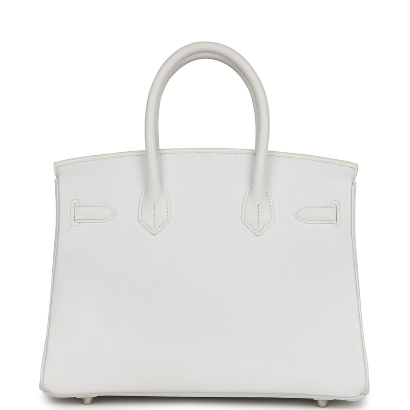 Pre-owned Hermes Birkin 30 White Epsom Palladium Hardware