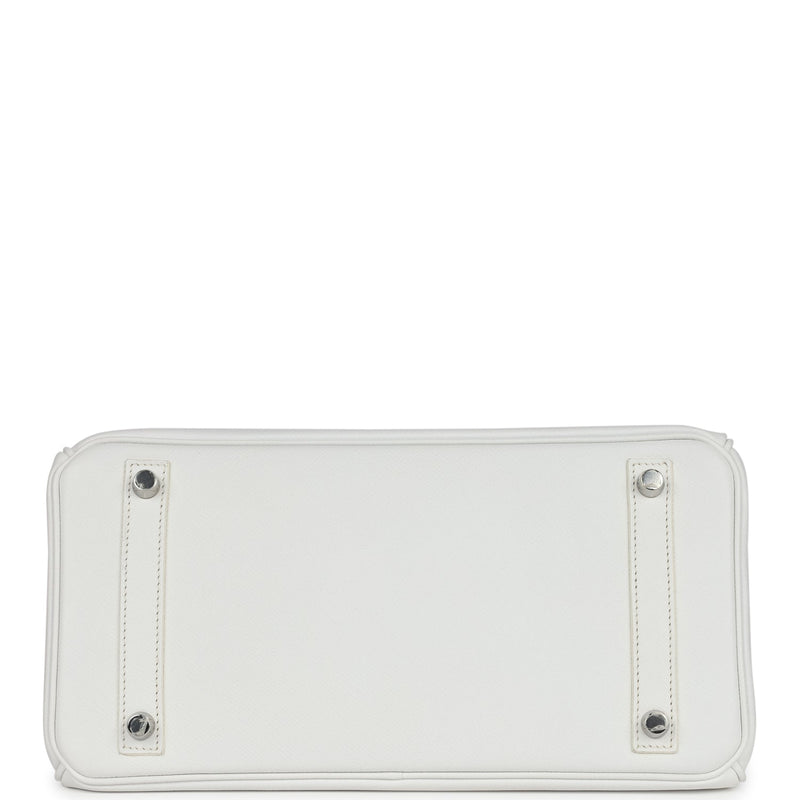 Pre-owned Hermes Birkin 30 White Epsom Palladium Hardware
