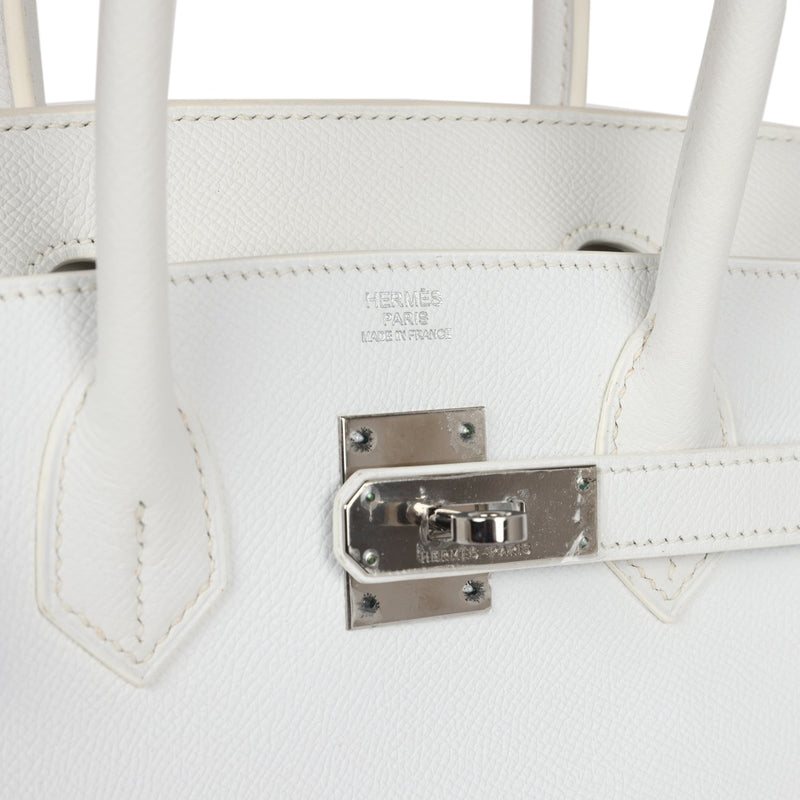 Pre-owned Hermes Birkin 30 White Epsom Palladium Hardware