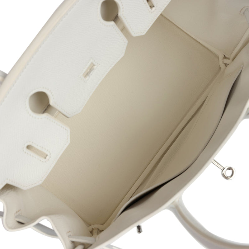 Pre-owned Hermes Birkin 30 White Epsom Palladium Hardware