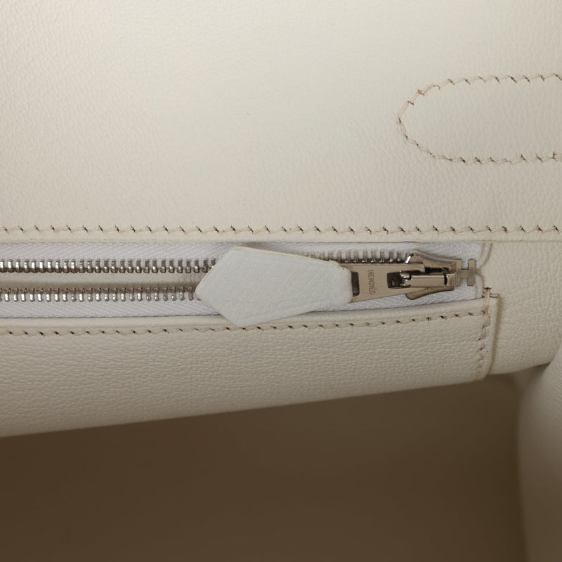 Pre-owned Hermes Birkin 30 White Epsom Palladium Hardware