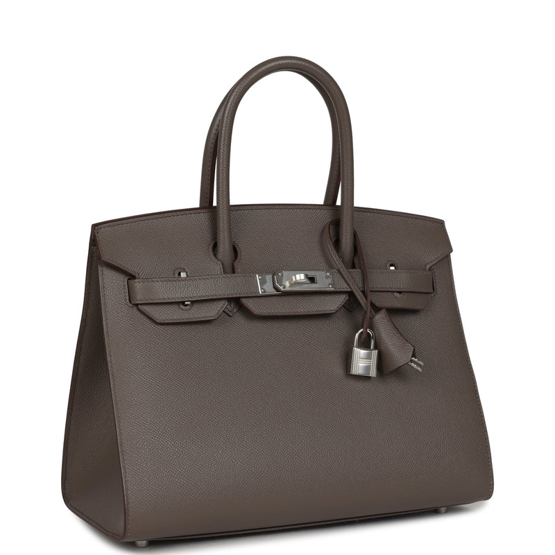Hermes Birkin Sellier 30 Etain Epsom Palladium Hardware