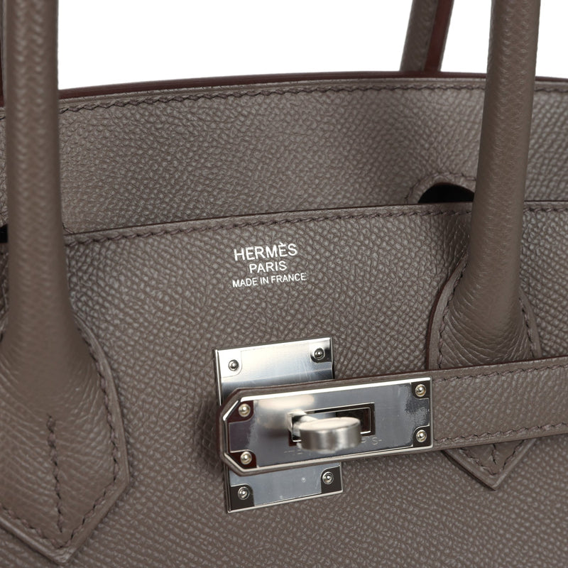 Hermes Birkin Sellier 30 Etain Epsom Palladium Hardware