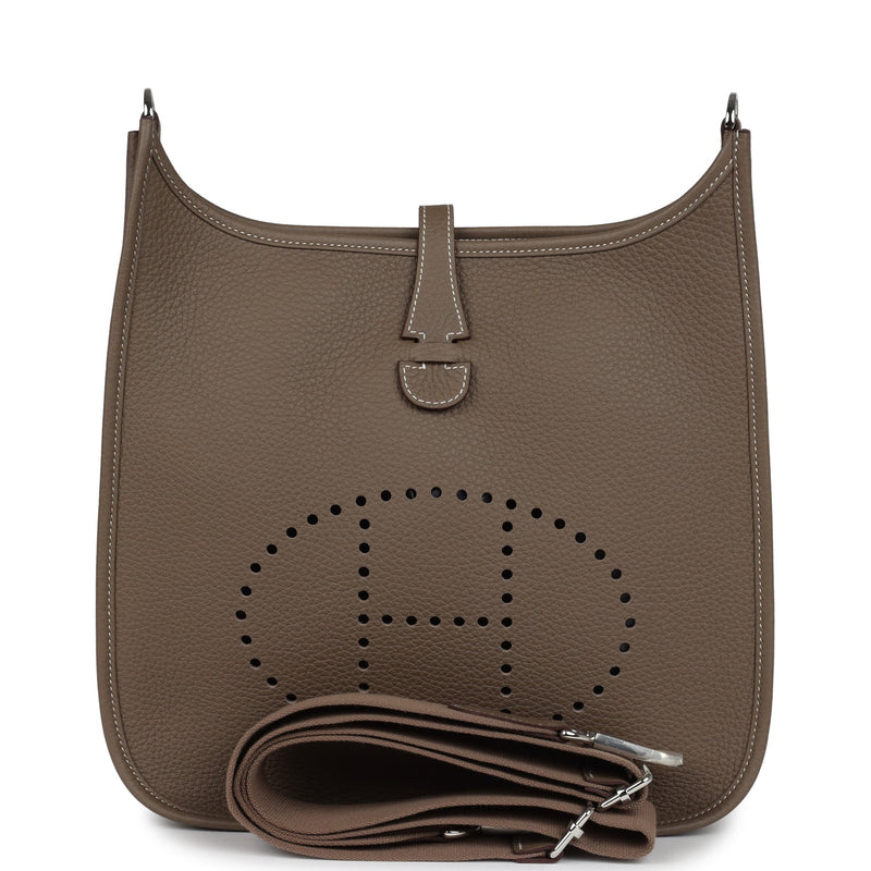 Hermes Evelyne PM Etoupe Clemence Palladium Hardware