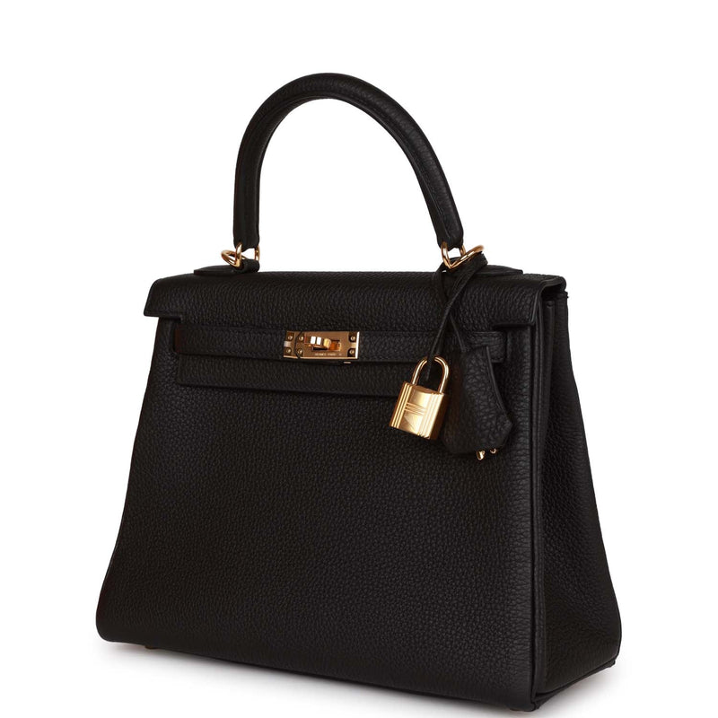 Hermes Kelly Retourne 25 Black Togo Gold Hardware