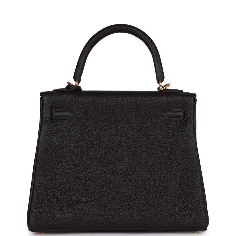 Hermes Kelly Retourne 25 Black Togo Gold Hardware