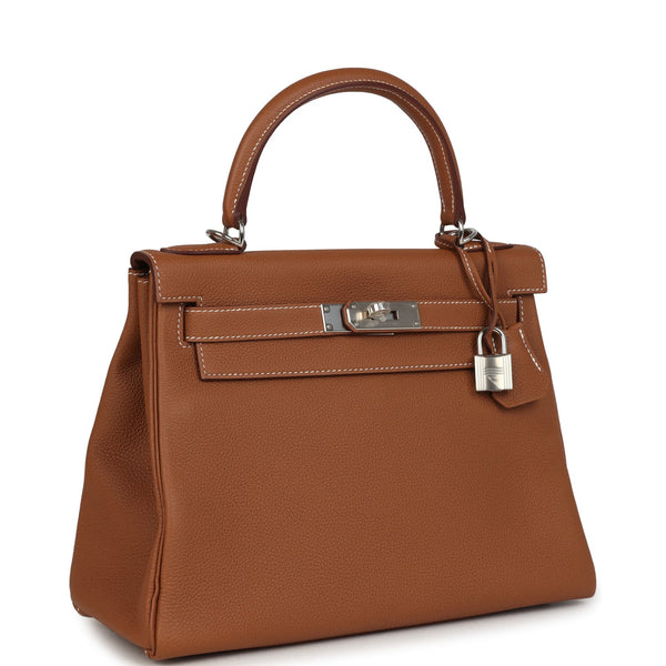 Hermes Kelly Retourne 28 Gold Togo Palladium Hardware