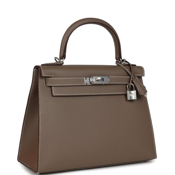 Hermes Kelly Sellier 28 Etoupe Epsom Palladium Hardware
