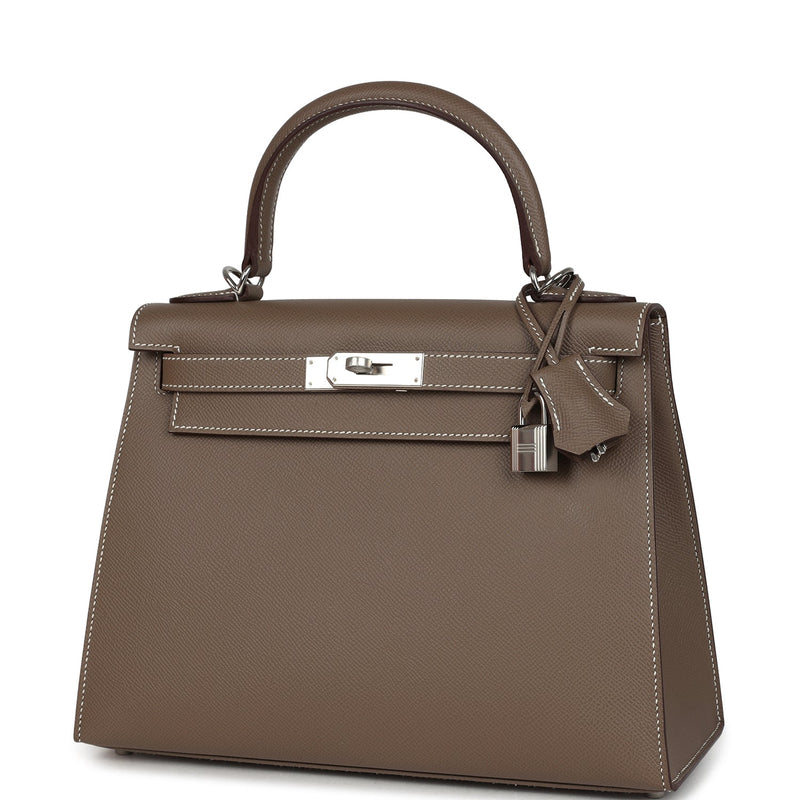 Hermes Kelly Sellier 28 Etoupe Epsom Palladium Hardware