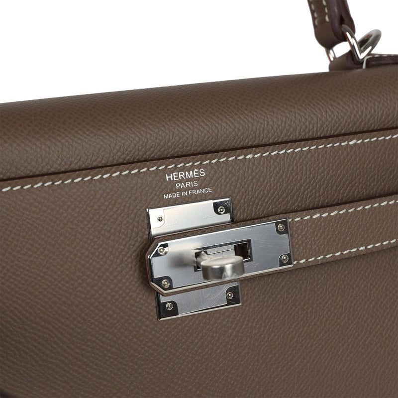 Hermes Kelly Sellier 28 Etoupe Epsom Palladium Hardware