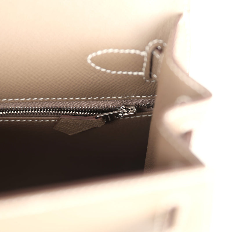 Hermes Kelly Sellier 28 Etoupe Epsom Palladium Hardware