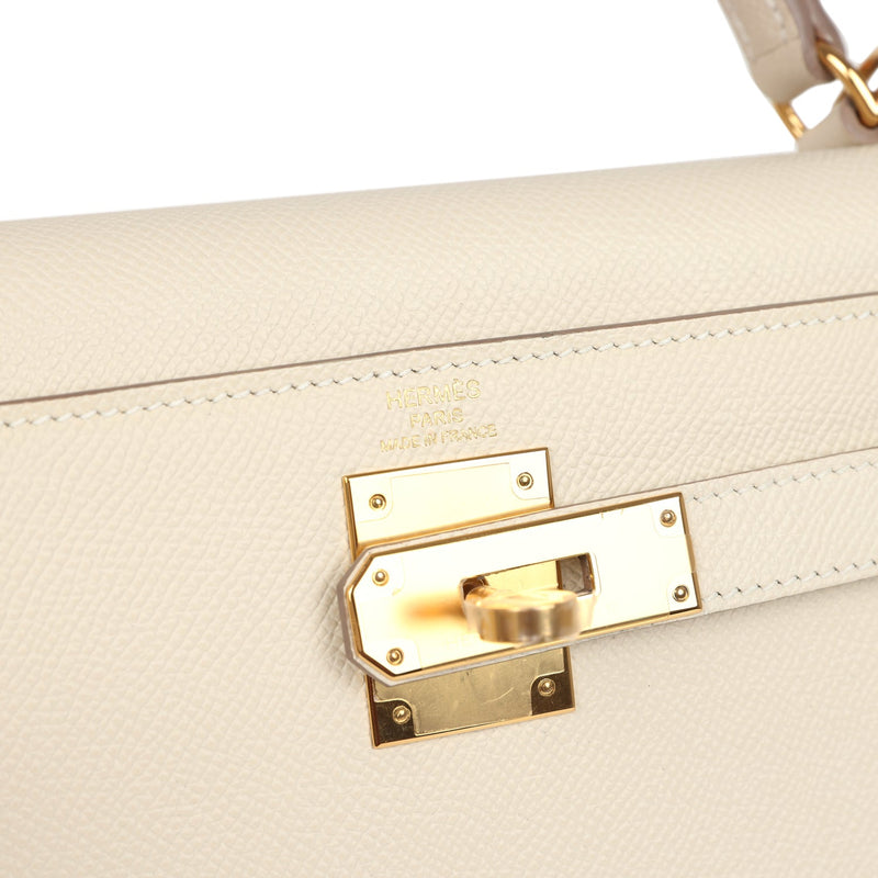Hermes Kelly Sellier 28 Craie Epsom Gold Hardware