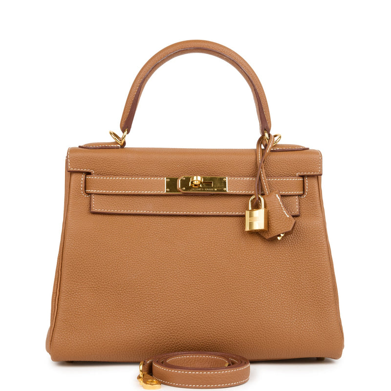 Pre-owned Hermes Kelly Retourne 28 Gold Togo Gold Hardware