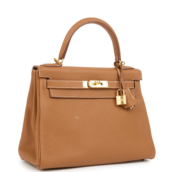 Pre-owned Hermes Kelly Retourne 28 Gold Togo Gold Hardware