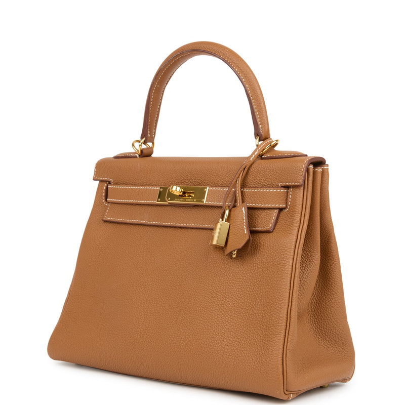 Pre-owned Hermes Kelly Retourne 28 Gold Togo Gold Hardware