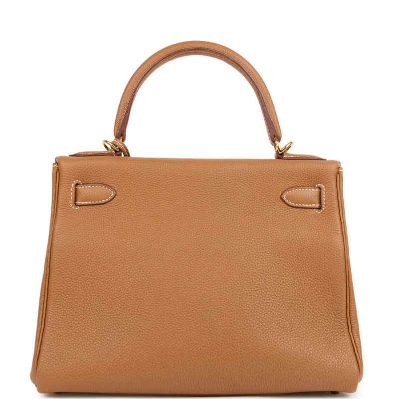 Pre-owned Hermes Kelly Retourne 28 Gold Togo Gold Hardware