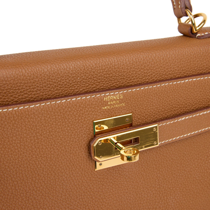 Pre-owned Hermes Kelly Retourne 28 Gold Togo Gold Hardware
