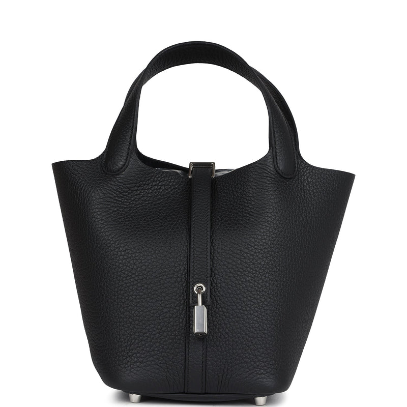 Hermes Picotin Lock 18 Black Clemence Palladium Hardware